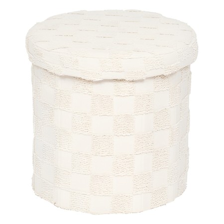 Taburet Pasty, cu spatiu depozitare, lemn, poliester alb, D.38 cm, 207320A