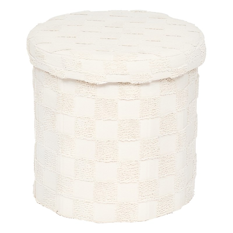 Taburet Pasty, cu spatiu depozitare, lemn, poliester alb, D.38 cm, 207320A