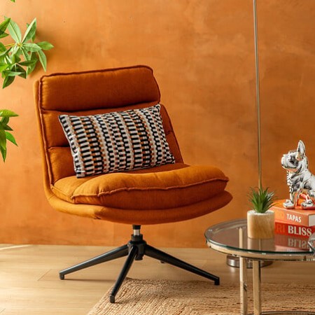 Scaun de birou rotativ Harper, textil caramiziu, H.87 cm, 207310C