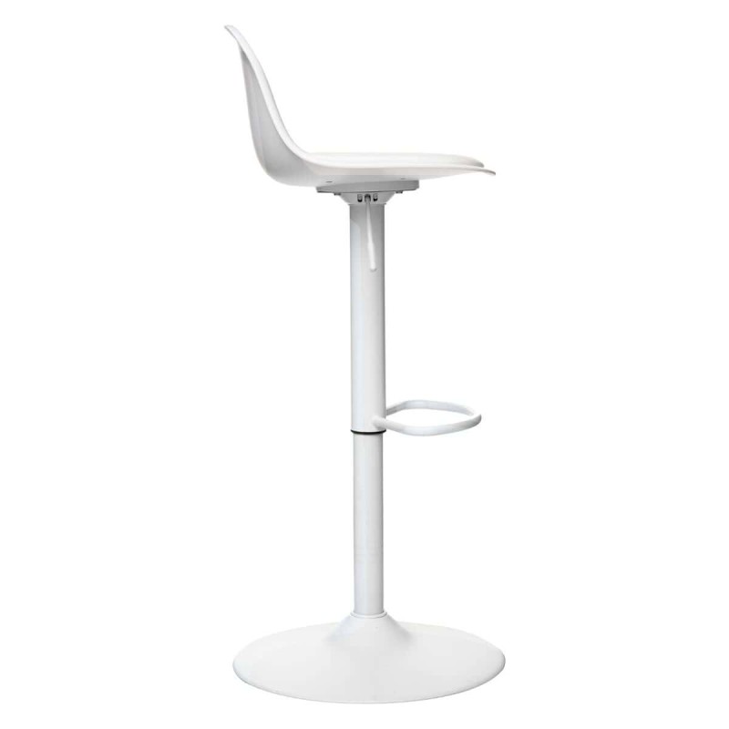 Scaun bar ajustabil Aiko, metal si poliuretan, alb, H.105 cm, 179171A