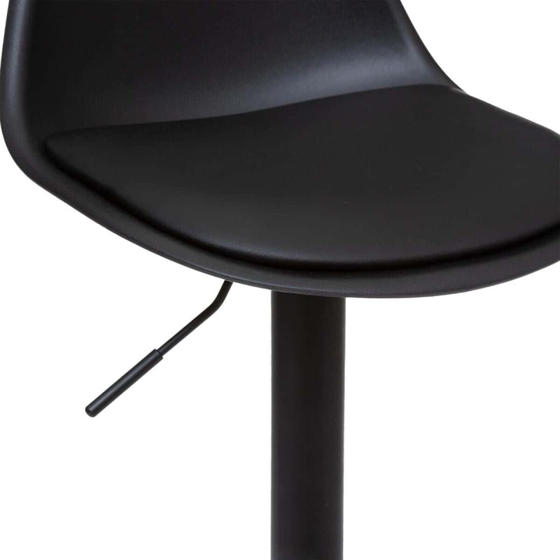 Scaun bar ajustabil Aiko, metal si poliuretan, negru, H.103 cm, 179171C