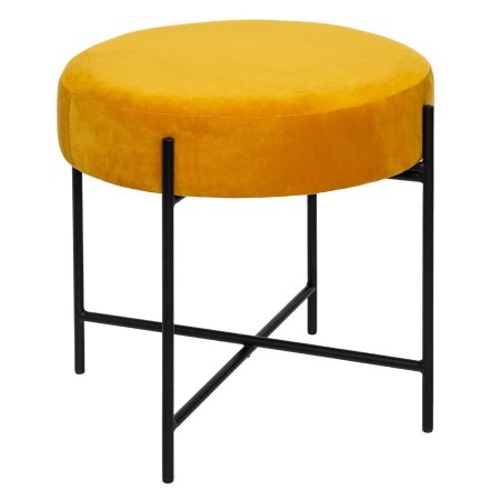 Taburet Artys, structura metal negru, velur galben mustar, D.47 cm, 166765B