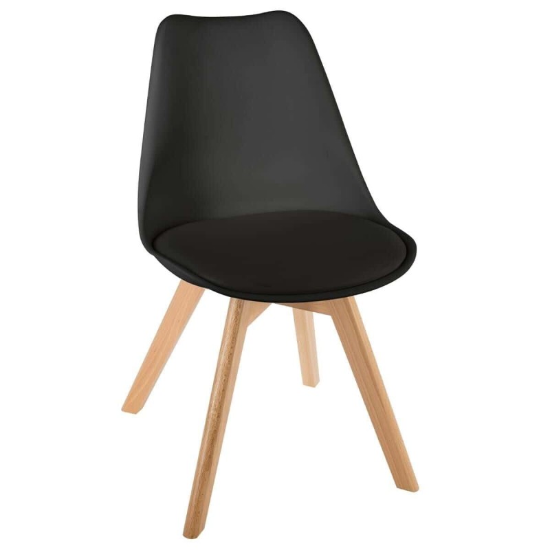 Scaun Baya, picioare din lemn de fag, poliuretan, negru, H.81 cm, 157166A