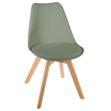 Scaun Baya, picioare din lemn de fag, poliuretan, verde khaki, H.81 cm, 157166D