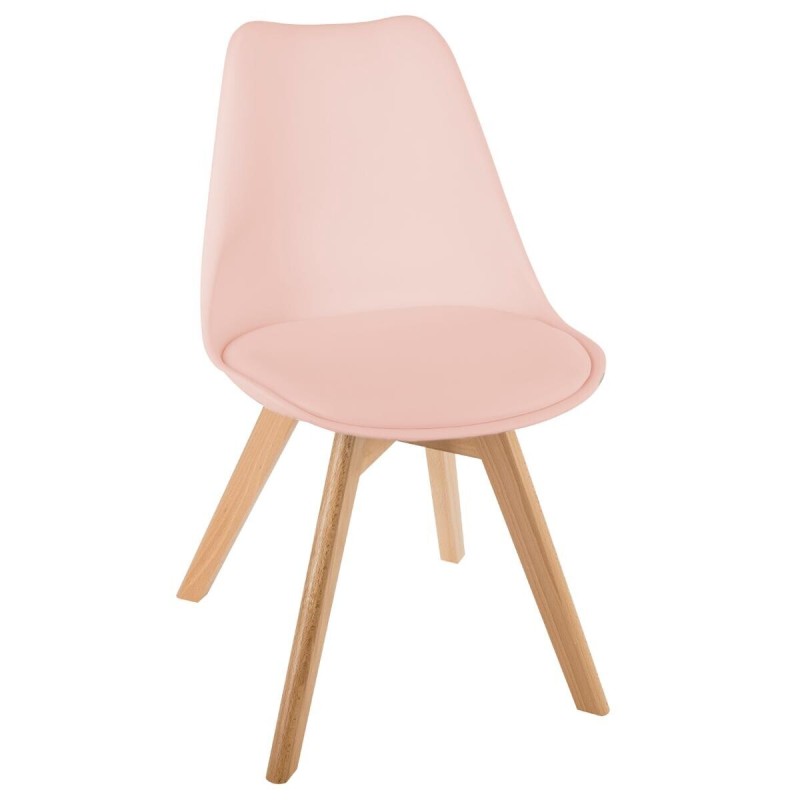 Scaun Baya, picioare din lemn de fag, poliuretan, roz, H.81 cm, 157166H