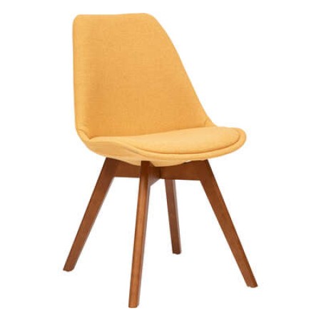 Scaun Baya, picioare din lemn de fag, poliester, galben ocru, H.79 cm, 197307C