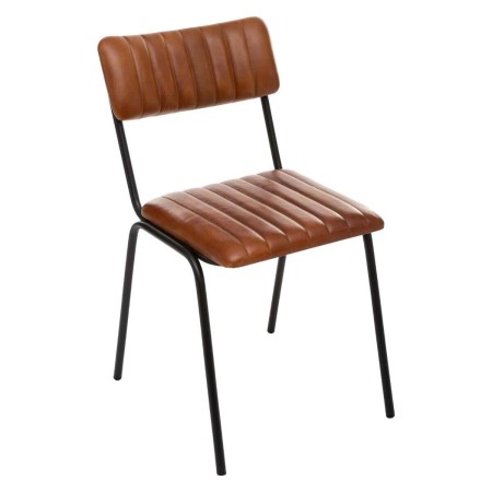 Scaun dining Dario, structura metal negru, piele maro, H.78 cm, 157284A