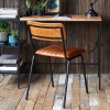 Scaun dining Dario, structura metal negru, piele maro, H.78 cm, 157284A