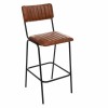 Scaun bar Dario, structura metal negru, piele, maro, H.103 cm, 166523A