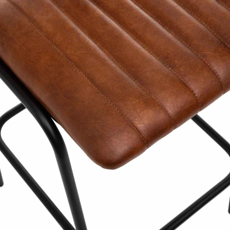 Scaun bar Dario, structura metal negru, piele, maro, H.103 cm, 166523A