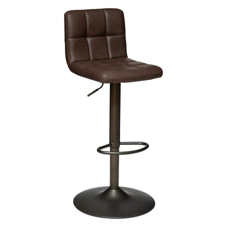 Scaun bar ajustabil Delek, metal negru, poliuretan maro, H.102 cm, 184915B