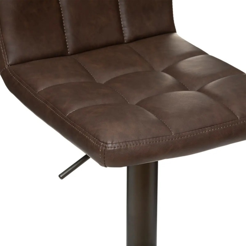 Scaun bar ajustabil Delek, metal negru, poliuretan maro, H.102 cm, 184915B