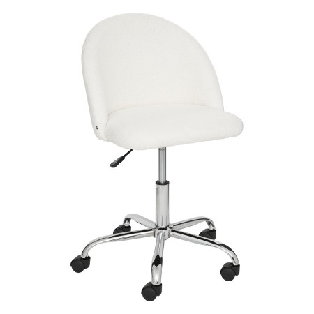 Scaun birou rotativ Geos, metal, tesatura boucle, alb, H.77-89 cm, 194613B