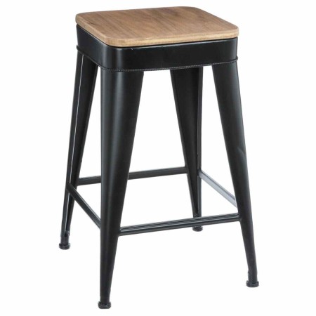 Scaun bar Joris, metal negru si lemn, H.60 cm, 140319B