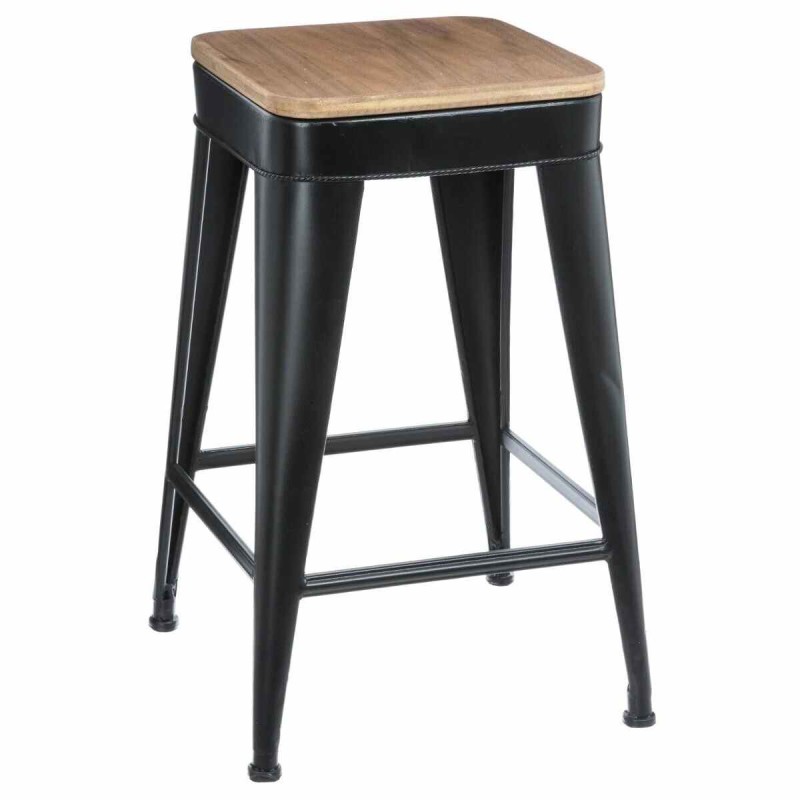 Scaun bar Joris, metal negru si lemn, H.60 cm, 140319B