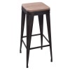 Scaun bar Joris, metal, lemn, negru, H.79 cm, 156987B