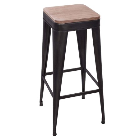 Scaun bar Joris, metal, lemn, negru, H.79 cm, 156987B