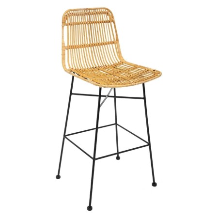 Scaun bar Kubu, picioare metal negru, ratan impletit, H.100 cm, 166541A
