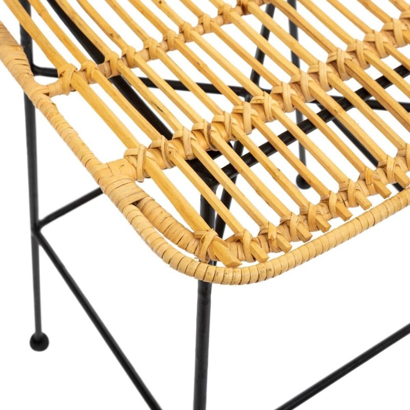 Scaun bar Kubu, picioare metal negru, ratan impletit, H.100 cm, 166541A