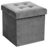Taburet Lysandre, MDF, catifea gri, pliabil, 38x38 cm, 121470E