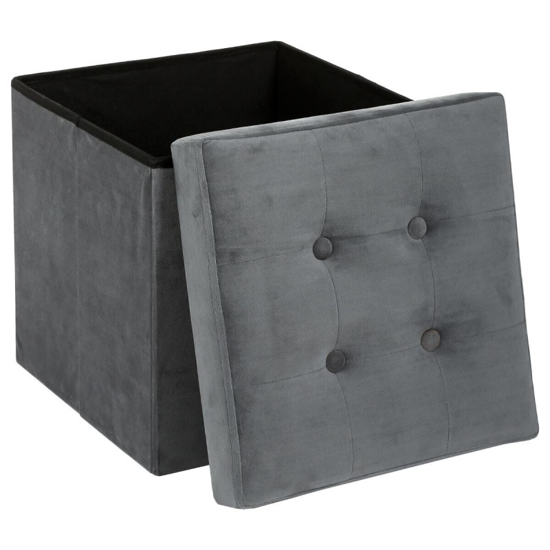 Taburet Lysandre, MDF, catifea gri, pliabil, 38x38 cm, 121470E