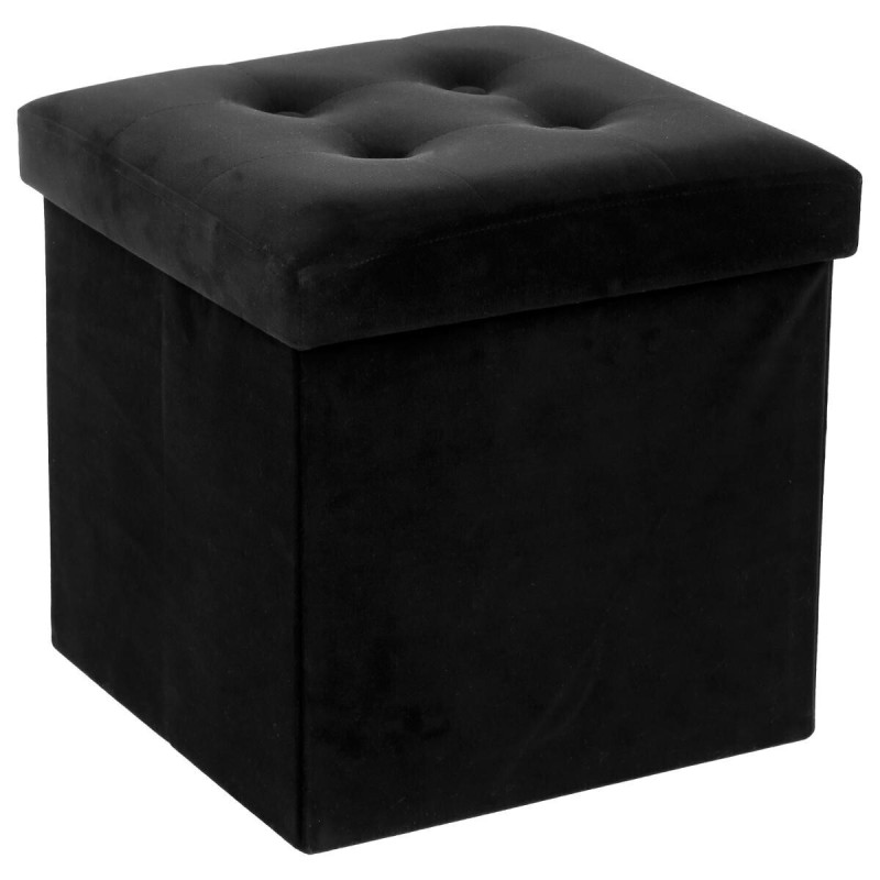 Taburet Lysandre, MDF, catifea, negru, 38x38 cm, 121470H