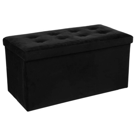 Bancheta neagra pliabila din catifea, L.76 cm, Lysandre, 140091H