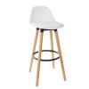 Scaun bar Maxon, picioare lemn si metal negru, poliuretan alb, H.92 cm, 157165B
