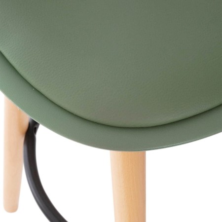 Scaun bar Maxon, picioare lemn si metal negru, poliuretan verde khaki, H.92 cm, 157165C