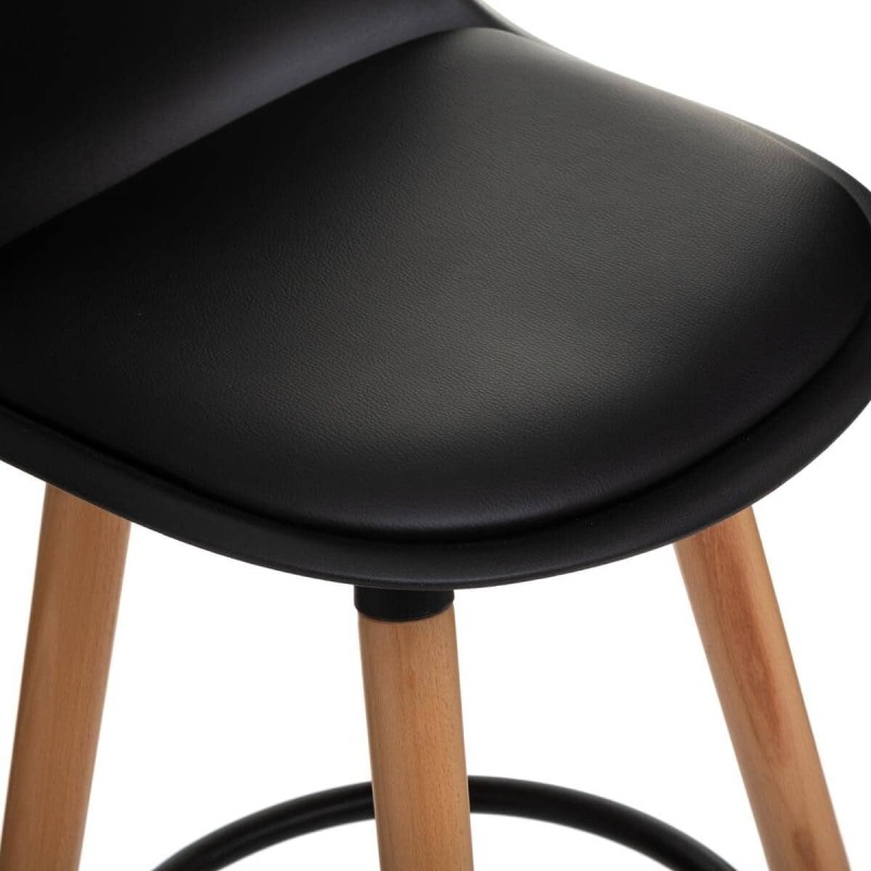 Scaun bar Maxon, picioare lemn si metal negru, poliuretan negru, H.92 cm, 157165D