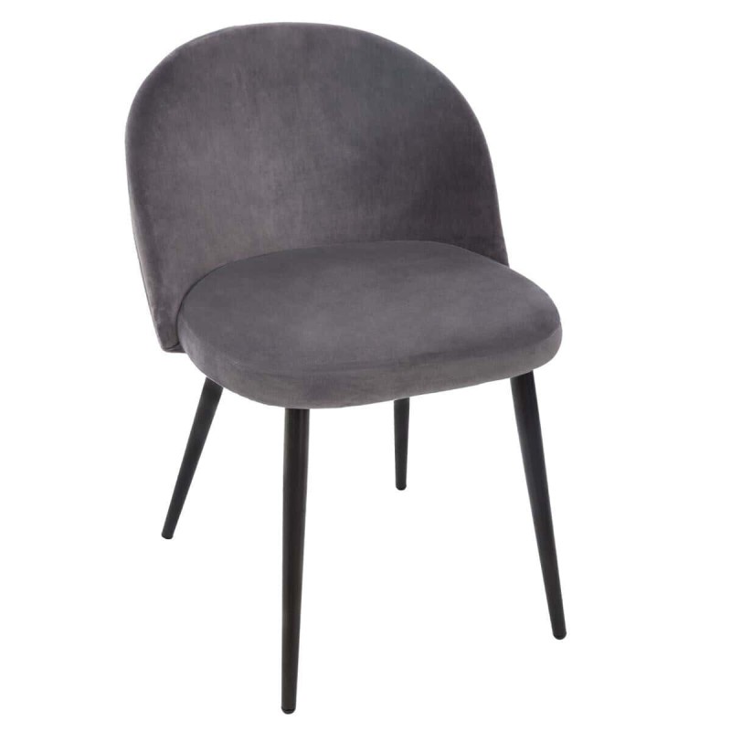 Scaun dining Nael, picioare metal negru, velur gri, H.75 cm, 184908D