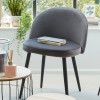 Scaun dining Nael, picioare metal negru, velur gri, H.75 cm, 184908D