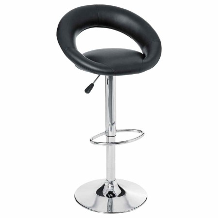 Scaun bar ajustabil Sasha, structura metal cromat, negru, H.82 cm, 114600A