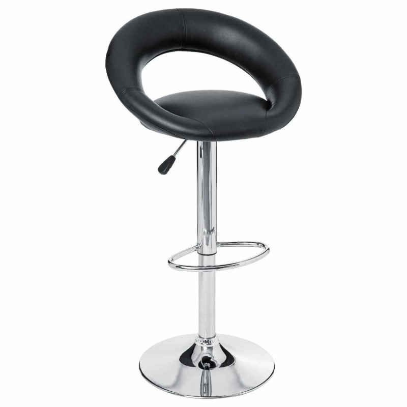 Scaun bar ajustabil Sasha, structura metal cromat, negru, H.82 cm, 114600A