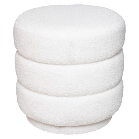 Taburet Sinan, poliester aspect blana, alb, D.40 cm, 166766C