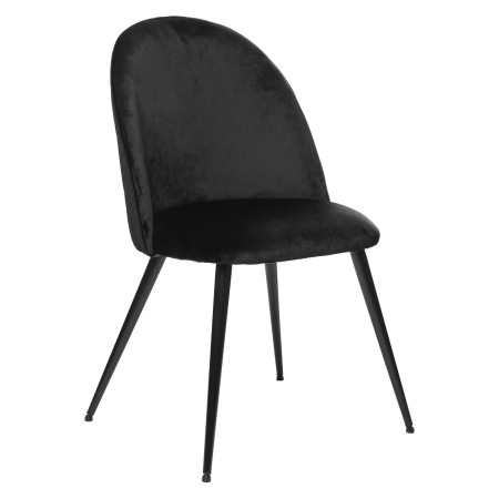 Scaun dining Nael, picioare metal negru, velur negru, H.75 cm, 184908A