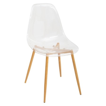 Scaun dining Taho, picioare din lemn si MDF, policarbonat transparent, H.85 cm, 157267