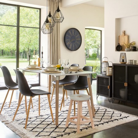 Scaun dining Taho, picioare din metal si MDF, polipropilena, negru, H.85 cm, 157268I