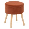 Taburet Tess, cu spatiu depozitare, picioare lemn, catifea ambra, D.36 cm, 140331I