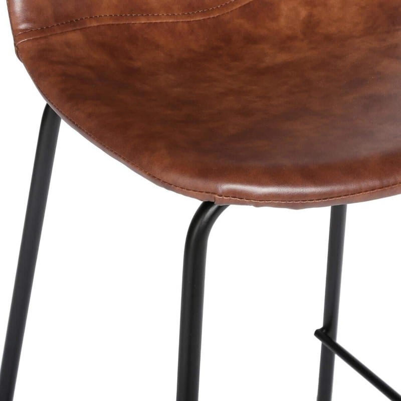 Scaun bar Vladi, picioare din metal, poliuretan maro, H.95 cm, 131341A