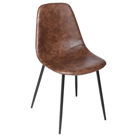 Scaun dining Vladi, picioare metal negru, poliuretan, maro, H.82 cm, 157054A