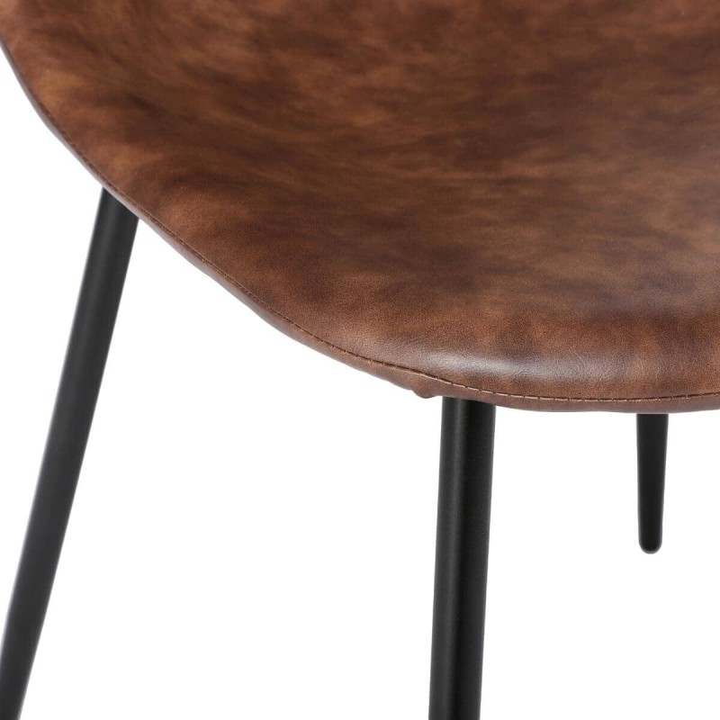 Scaun dining Vladi, picioare metal negru, poliuretan, maro, H.82 cm, 157054A