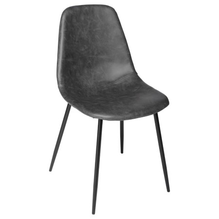 Scaun dining Vladi, picioare metal negru, poliuretan, gri, H.82 cm, 157054B