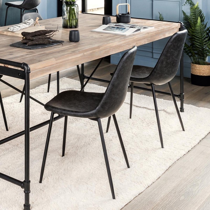 Scaun dining Vladi, picioare metal negru, poliuretan, gri, H.82 cm, 157054B