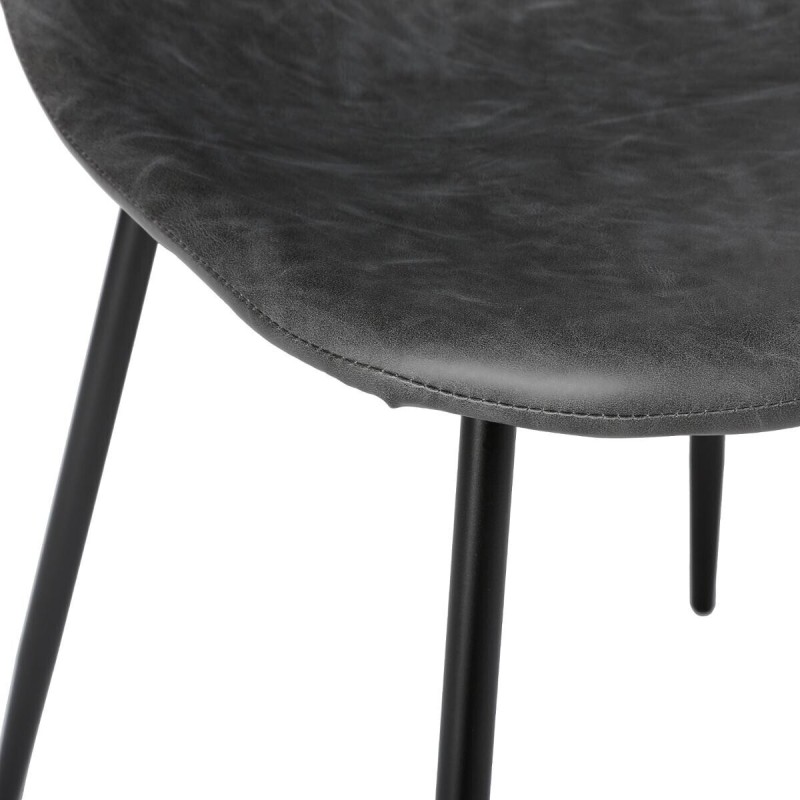 Scaun dining Vladi, picioare metal negru, poliuretan, gri, H.82 cm, 157054B