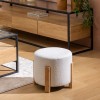 Taburet alb Bansa, picioare bambus, boucle, alb, D.32 cm, 207314A