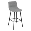 Scaun bar Sirac, picioare din metal negru, textil gri, H.104 cm, 207325A