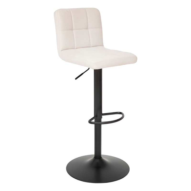 Scaun bar ajustabil Delek, metal negru, textil crem, H.102 cm, 207339A