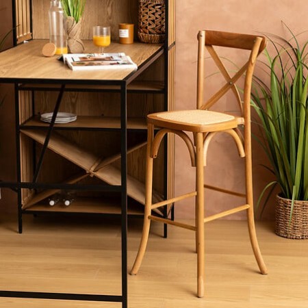 Scaun bar Isak, lemn, ratan, H.110 cm, 207322A