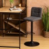 Scaun bar ajustabil Delek, metal negru, textil gri, H.102 cm, 207339B